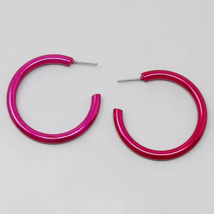 Color Dipped Metal Tube Hoop Earrings