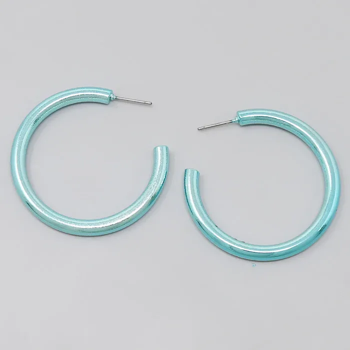 Color Dipped Metal Tube Hoop Earrings