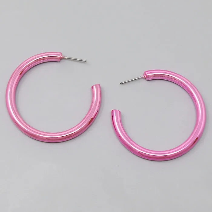 Color Dipped Metal Tube Hoop Earrings