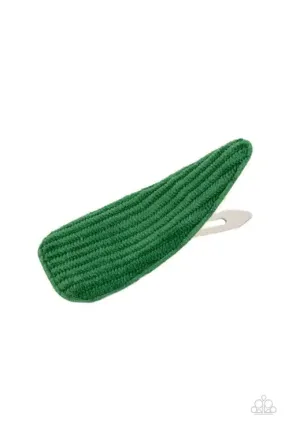 Colorfully Corduroy  Green Hair Clip - Paparazzi Accessories