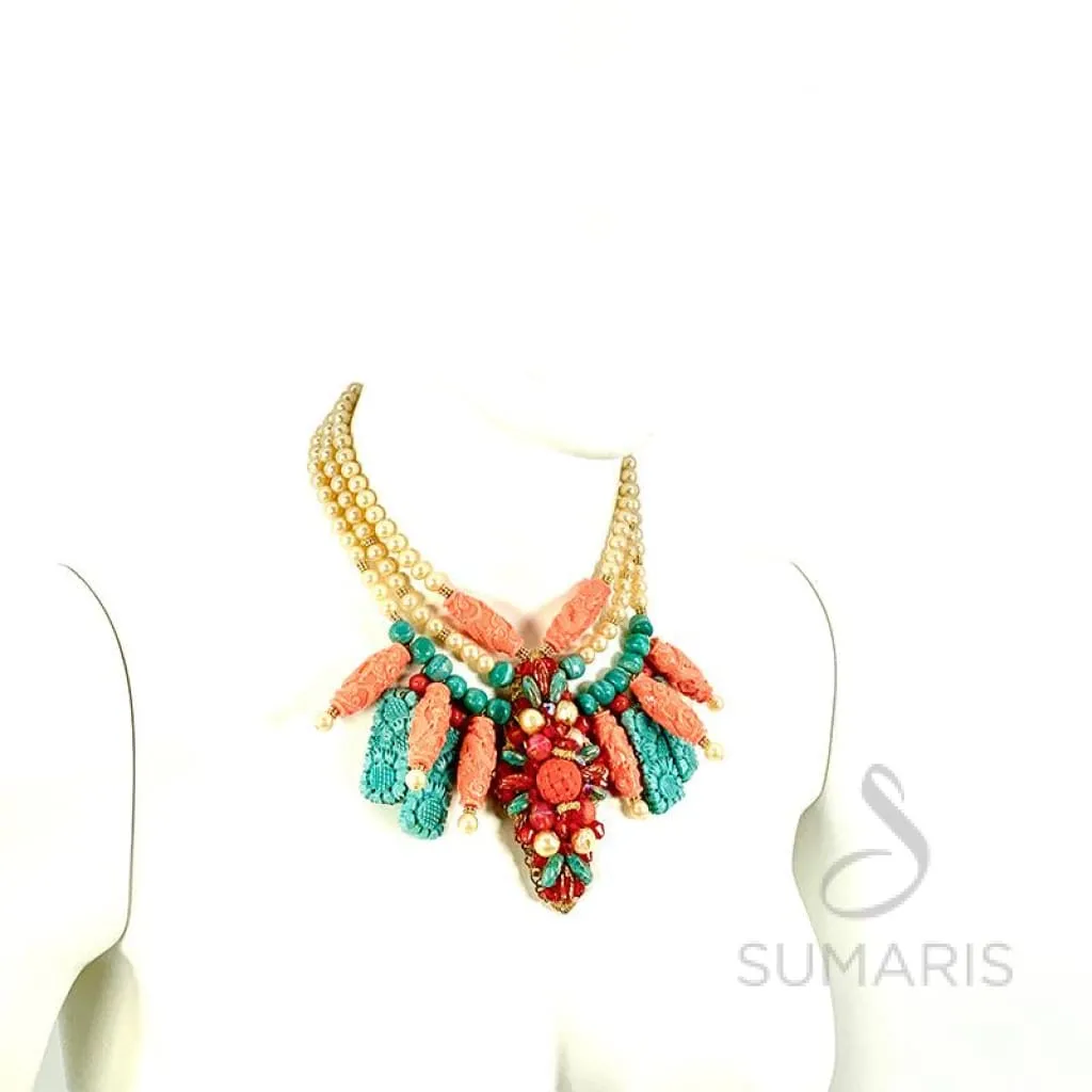 CORAL GARDEN OOAK STATEMENT NECKLACE