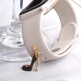 Crystal Stiletto Gold & Black Pin Watch Charm