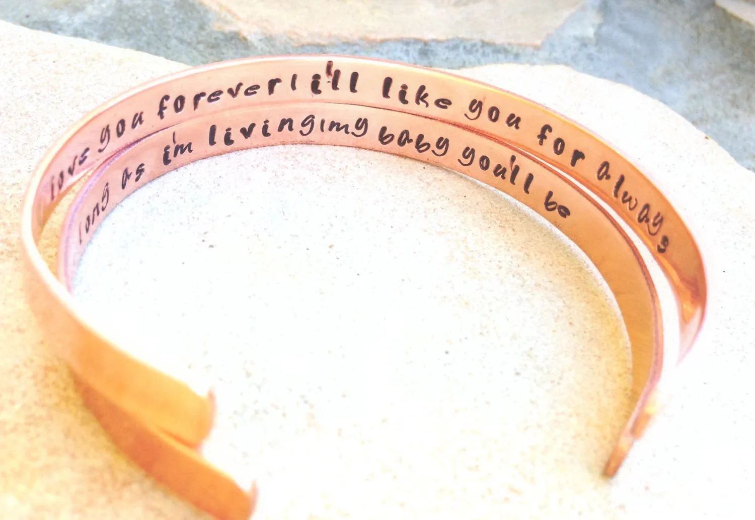 cuff, cuff bracelet, I'll love you forever ill like you for always, forever my baby you'll be, Mothers Day, mother daughter bracelet