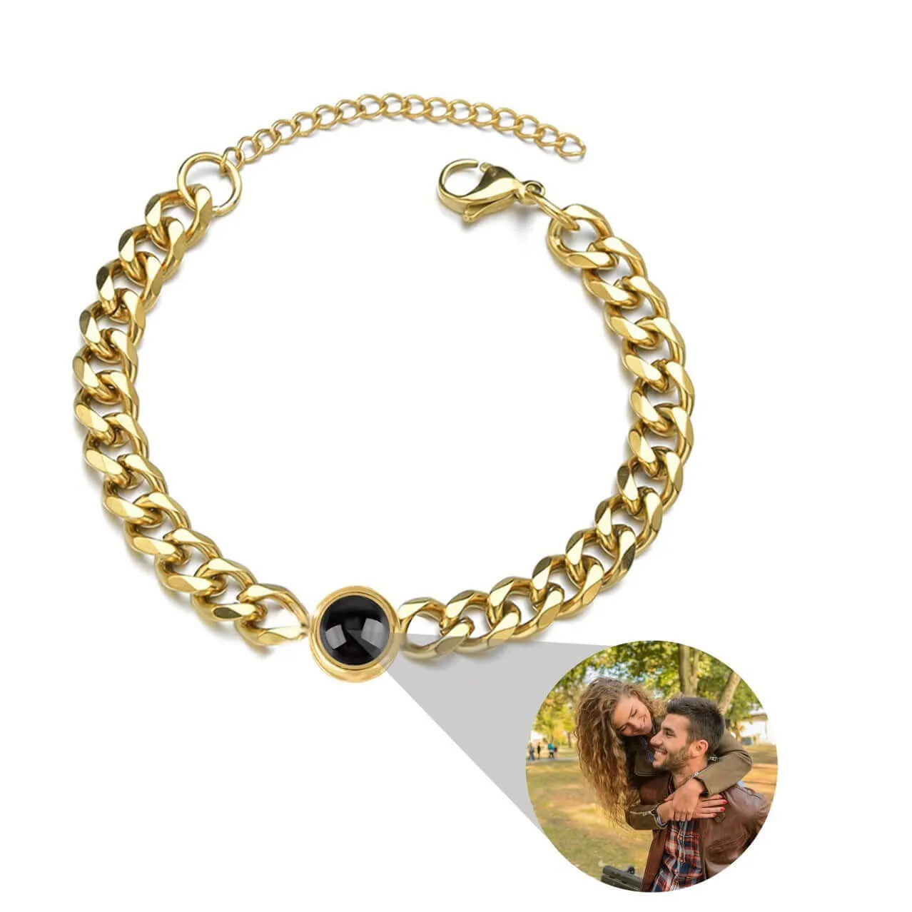 Custom Photo Projection Cuban Link Chain Felicity Bracelets made of 925 sterling silver