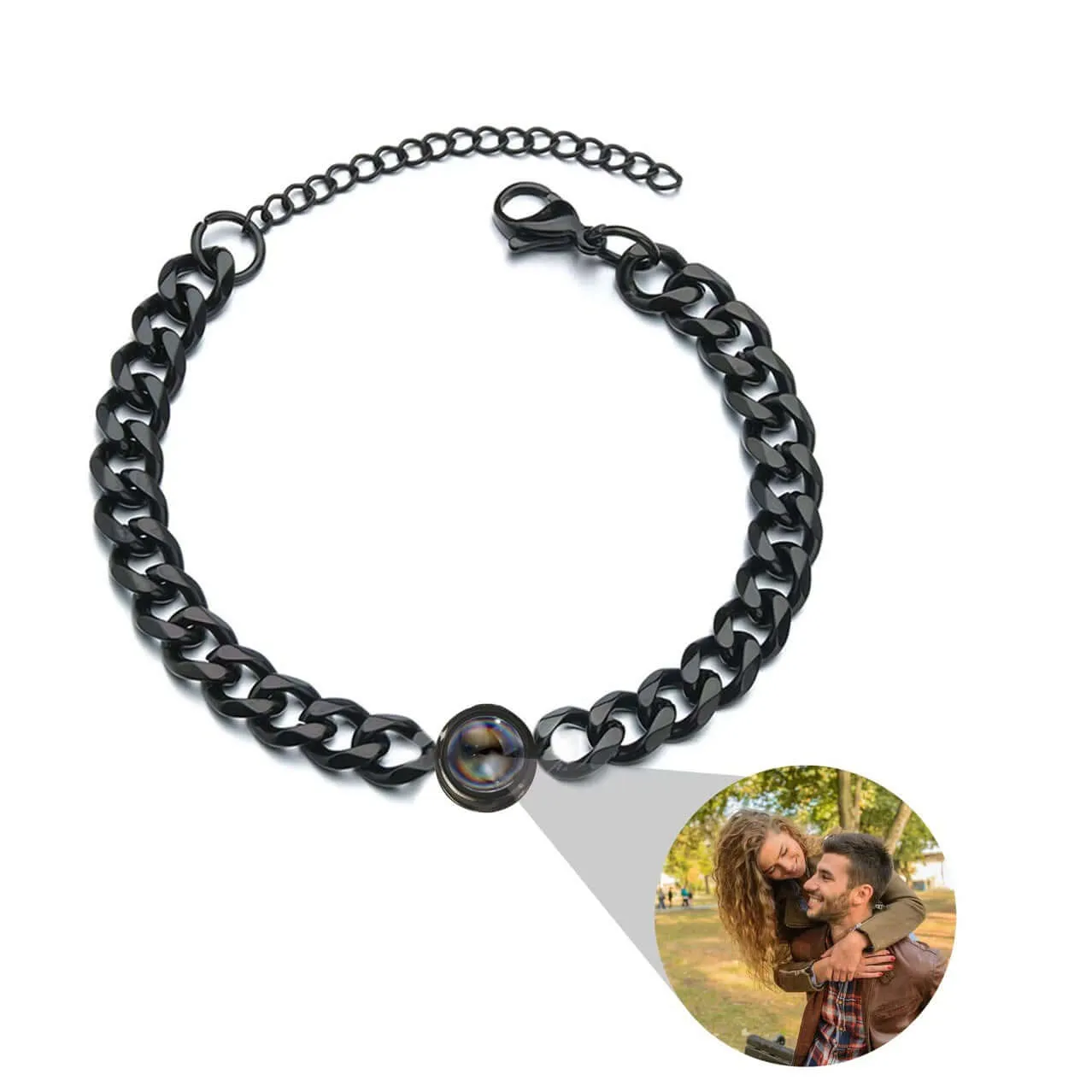 Custom Photo Projection Cuban Link Chain Felicity Bracelets made of 925 sterling silver