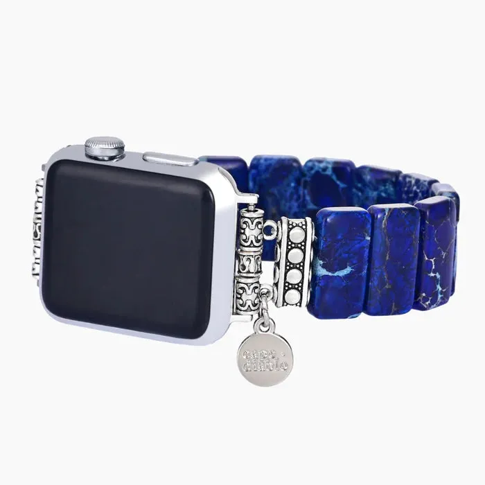 Dark Navy Tibetan Jasper Stretch Apple Watch Strap