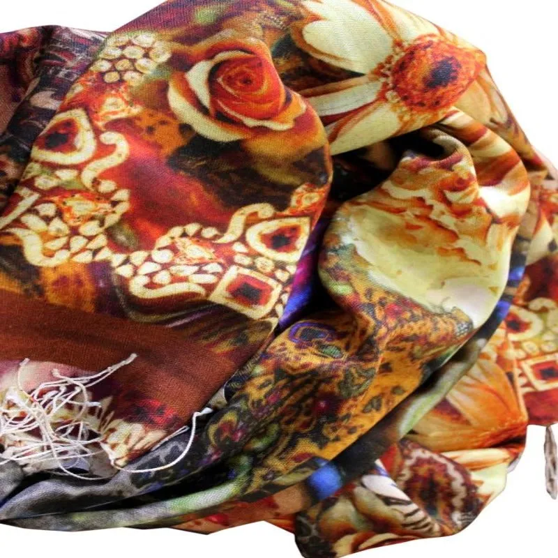 Designer Silk Scarf -  Floral