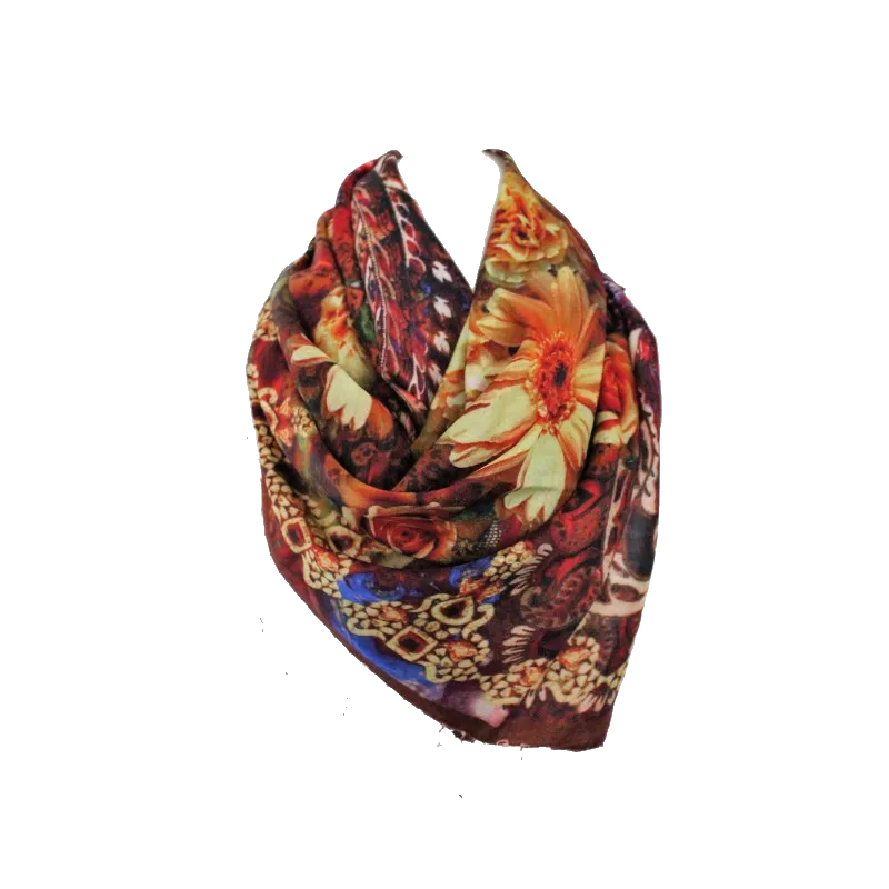 Designer Silk Scarf -  Floral