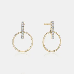 Diamond Bar Circular Earrings