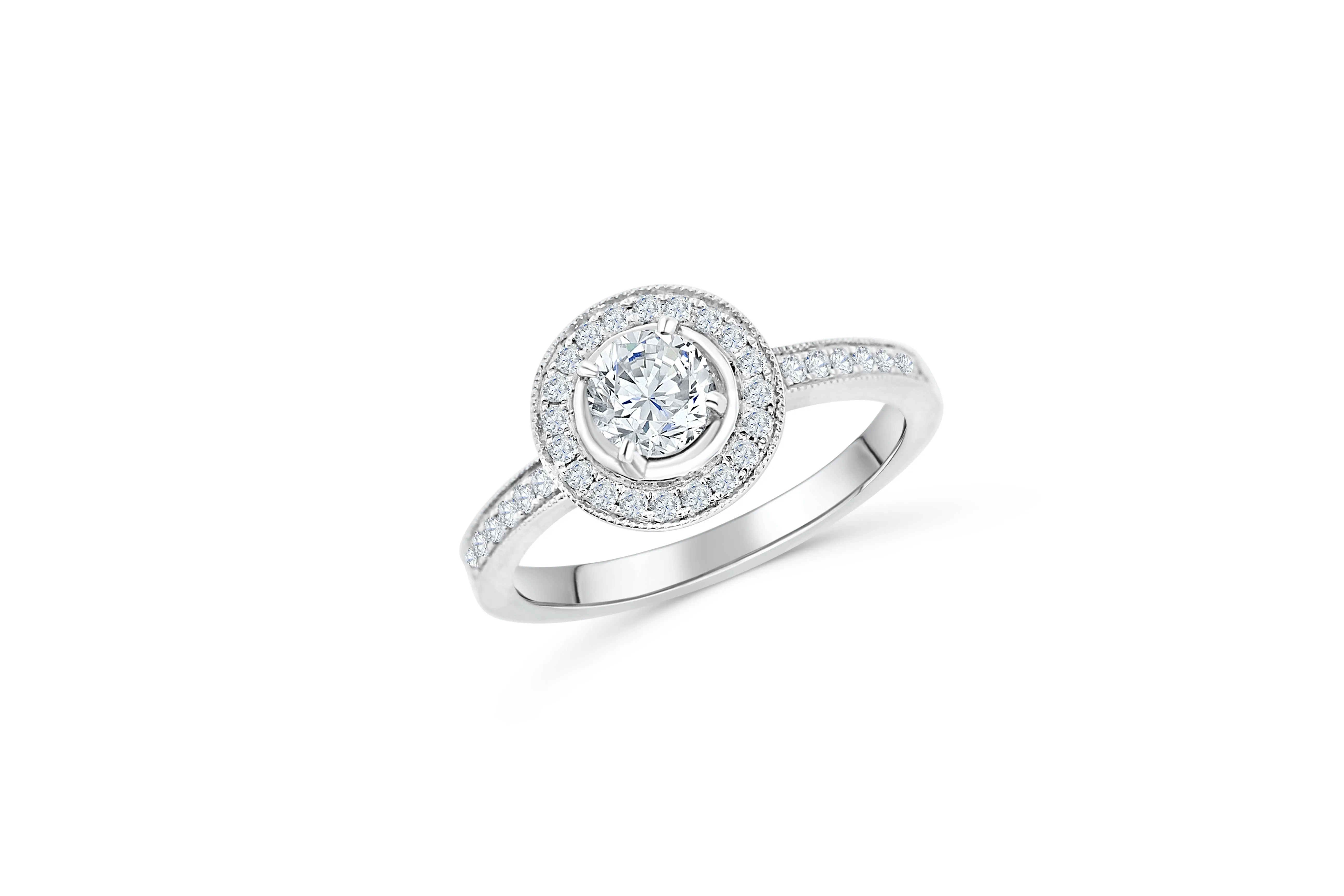 Diamond Engagement Ring 0.88 ct tw 14K White Gold DENG060