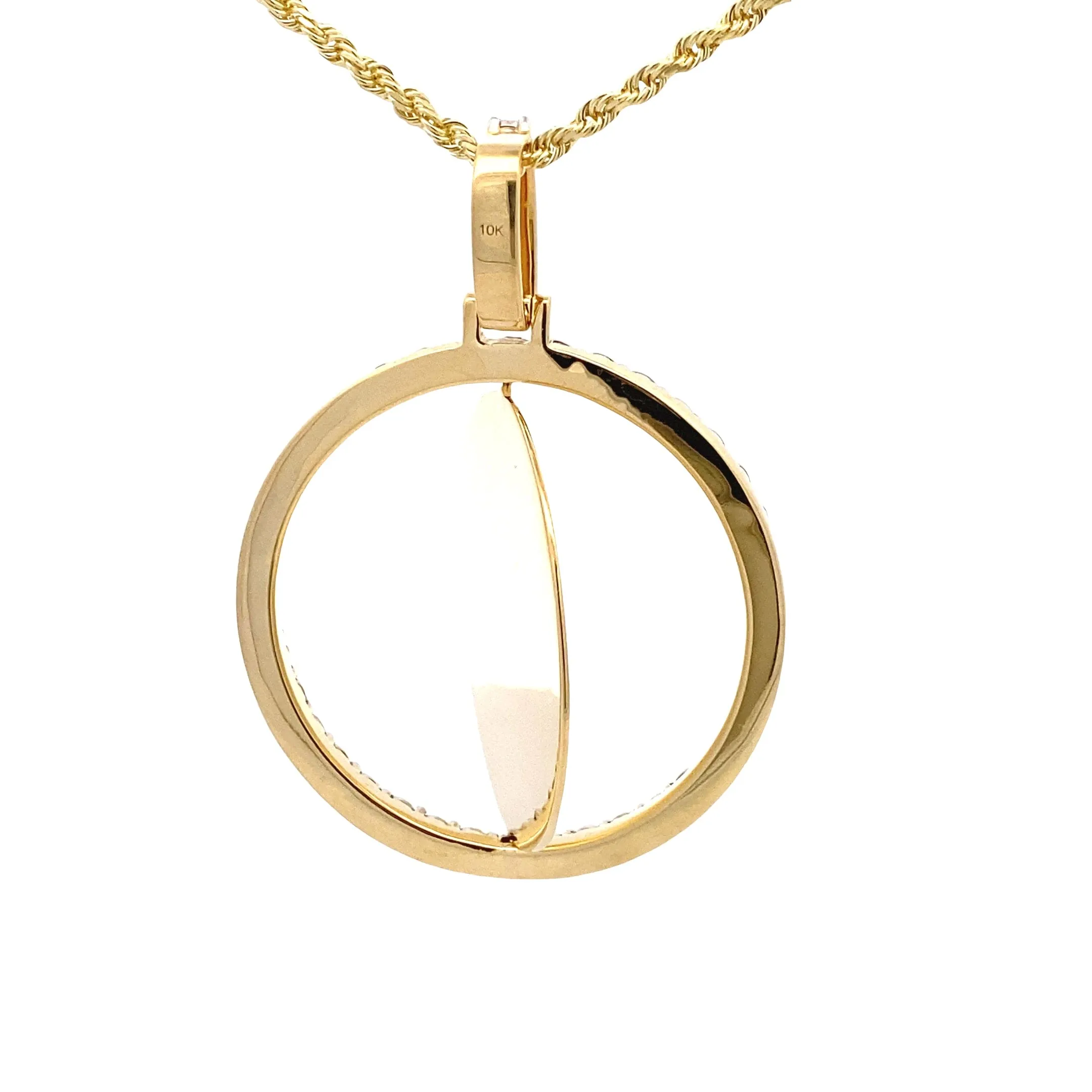 Diamond Spinning Medium Circle Shaped Memory Pendant