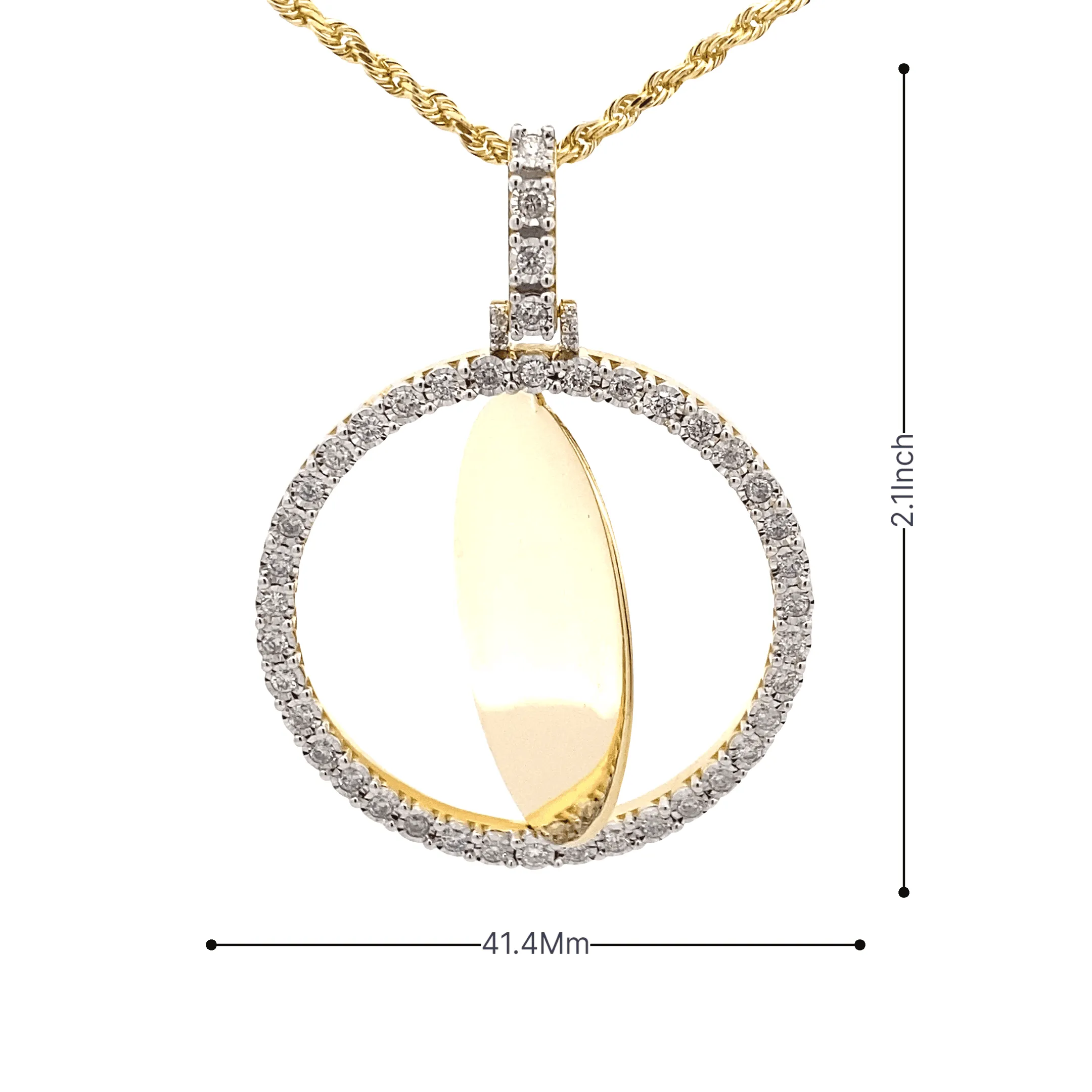 Diamond Spinning Medium Circle Shaped Memory Pendant