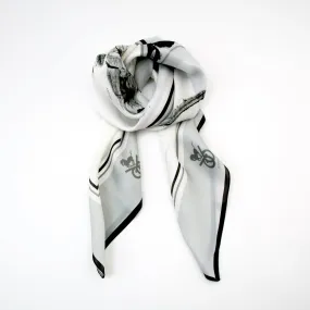 Equestrian Silk Scarf - Checkmate Black & White