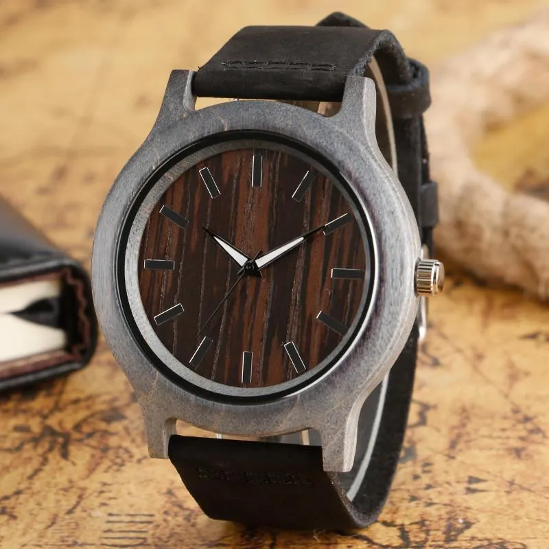 Fashion Men Wooden Watch with Green Strap