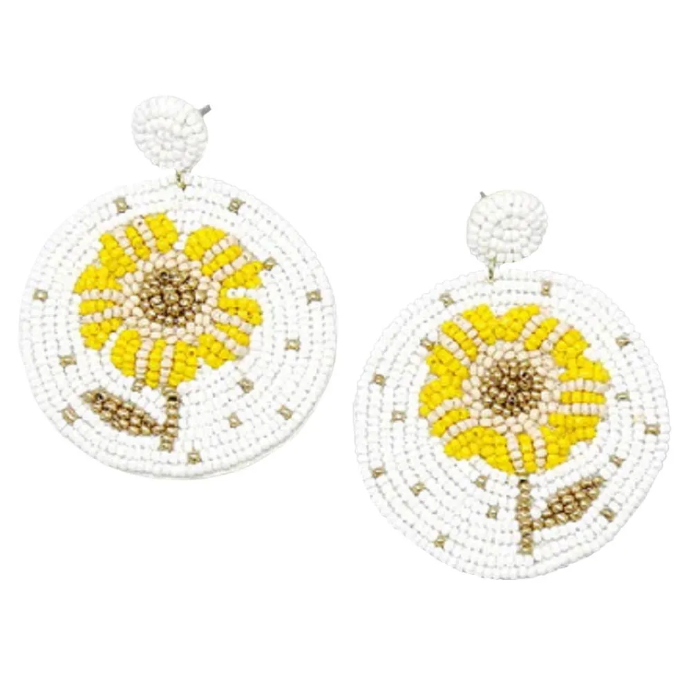 Flower Disc Seed Bead Earrings