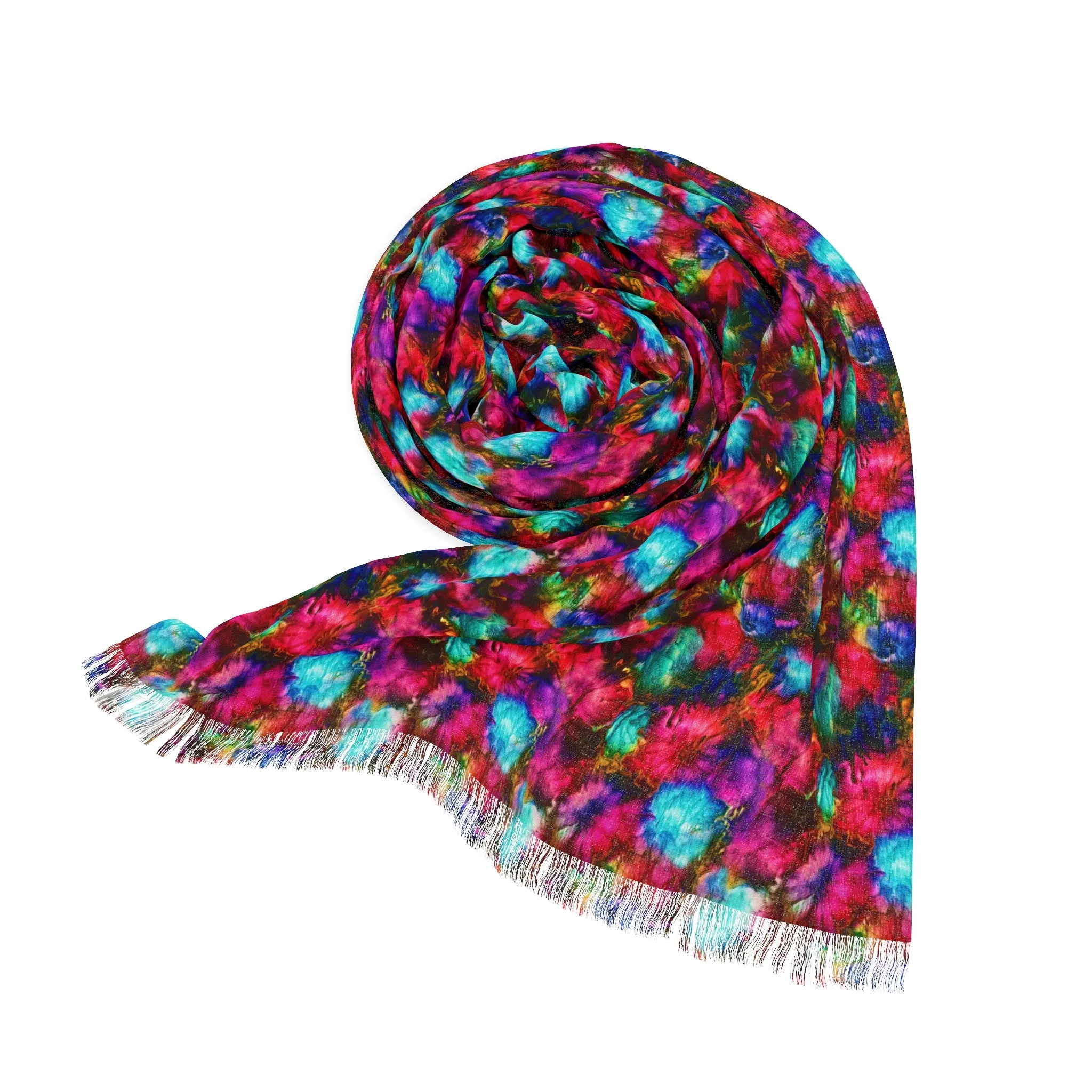 Fringe Scarf - Grateful Flower Print