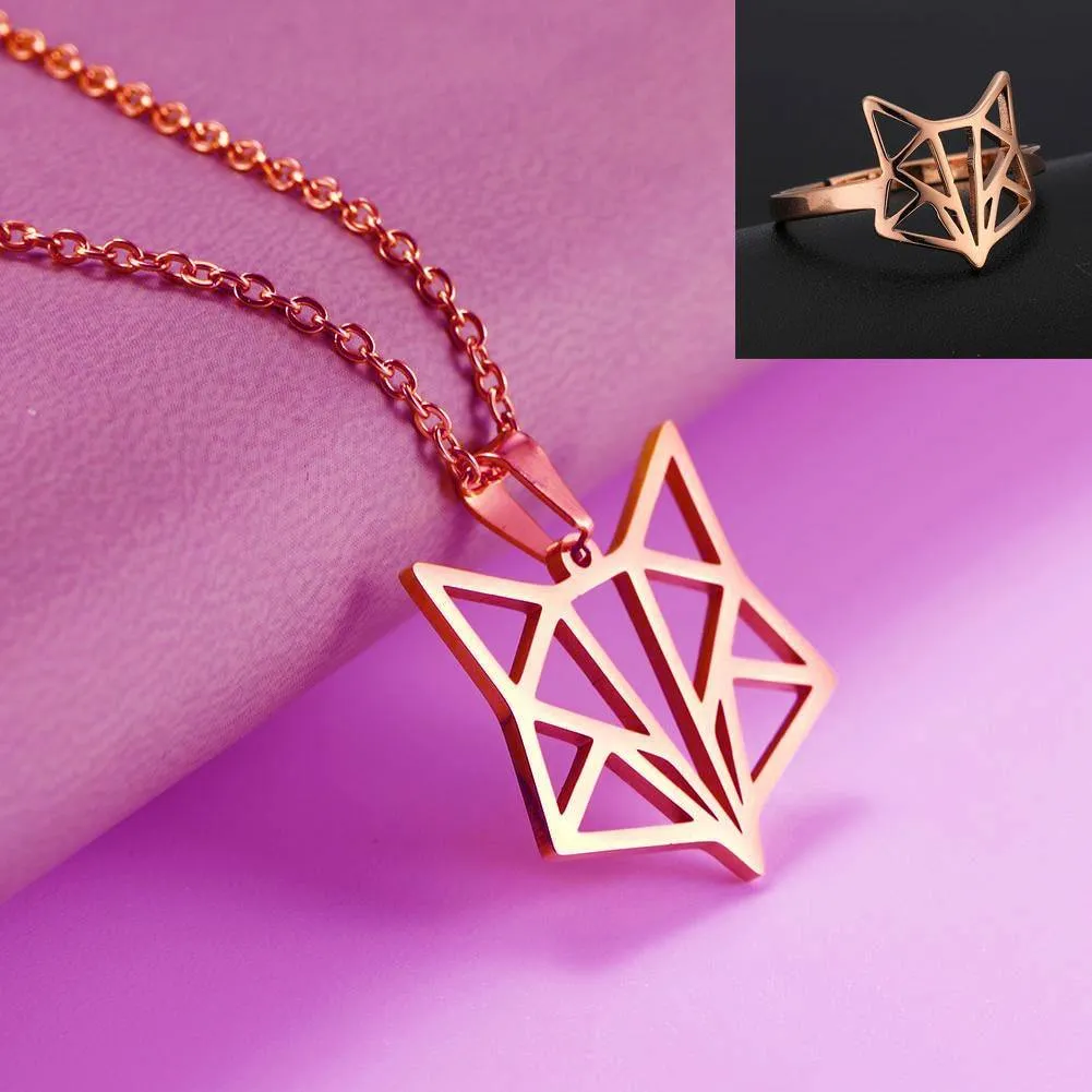 Geometric Fox Ring & Necklace