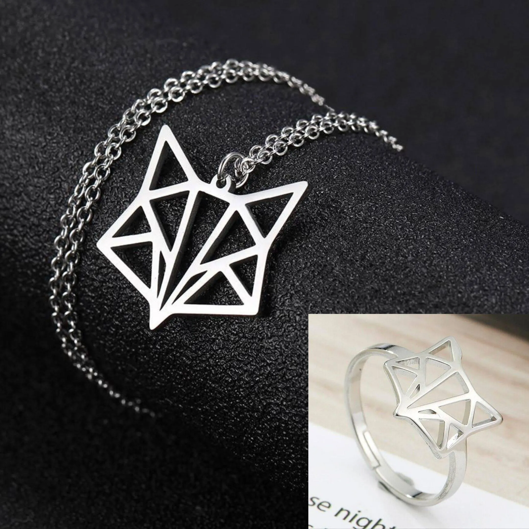 Geometric Fox Ring & Necklace