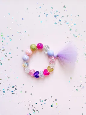 Glitter Hearts Tassel Bracelet