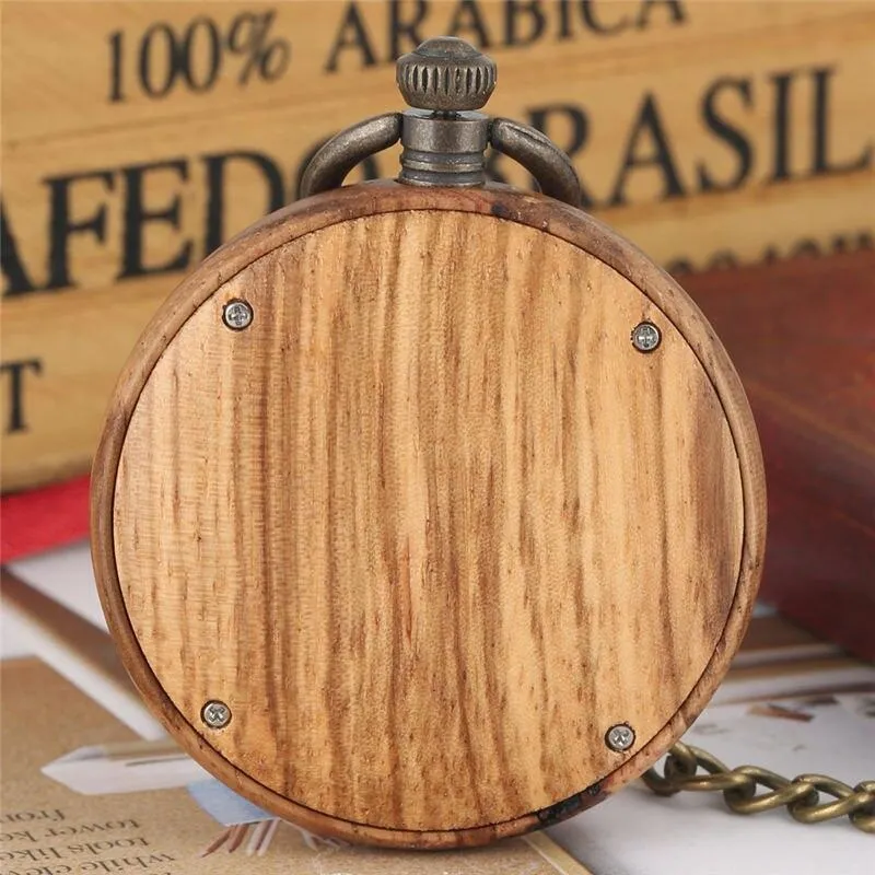 Gold Pocket Watch in Mahogany Wood Body