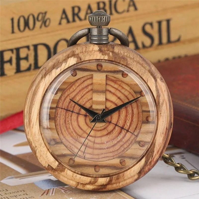 Gold Pocket Watch in Mahogany Wood Body