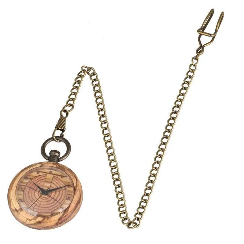 Gold Pocket Watch in Mahogany Wood Body