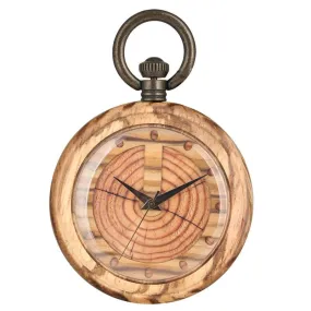 Gold Pocket Watch in Mahogany Wood Body