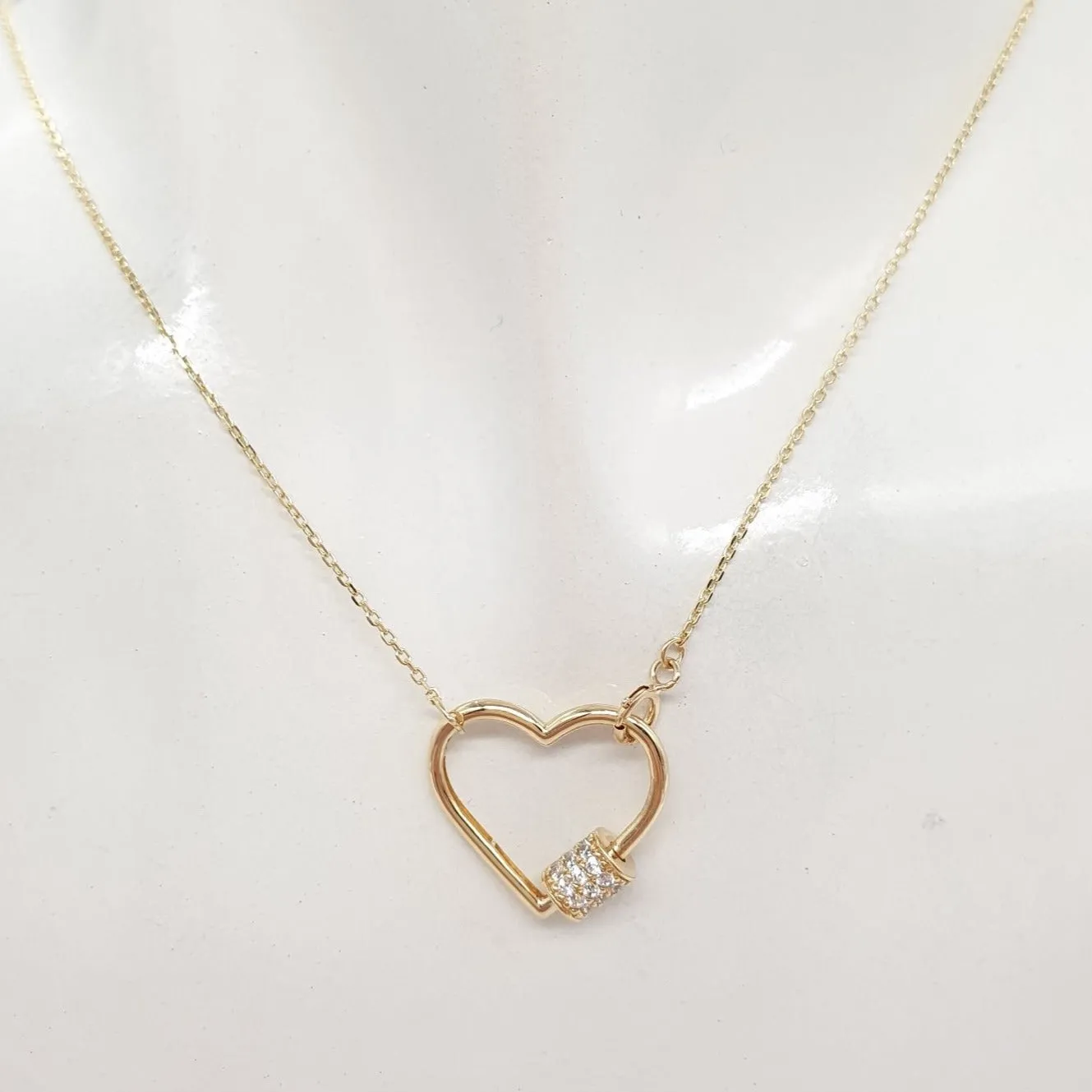 Heart Carabiner Center Necklace 18K Gold