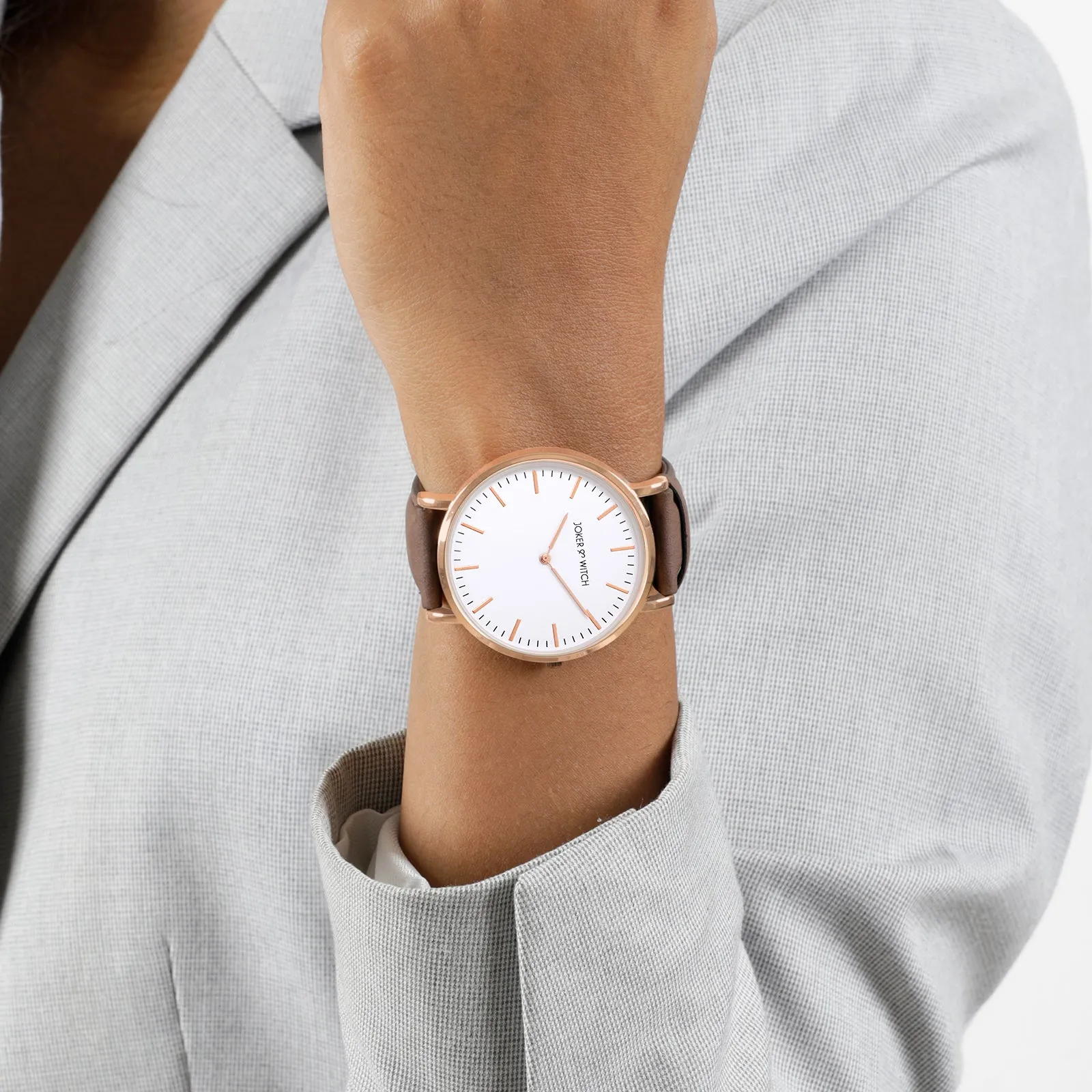 Hope White Dial Brown Strap Watch