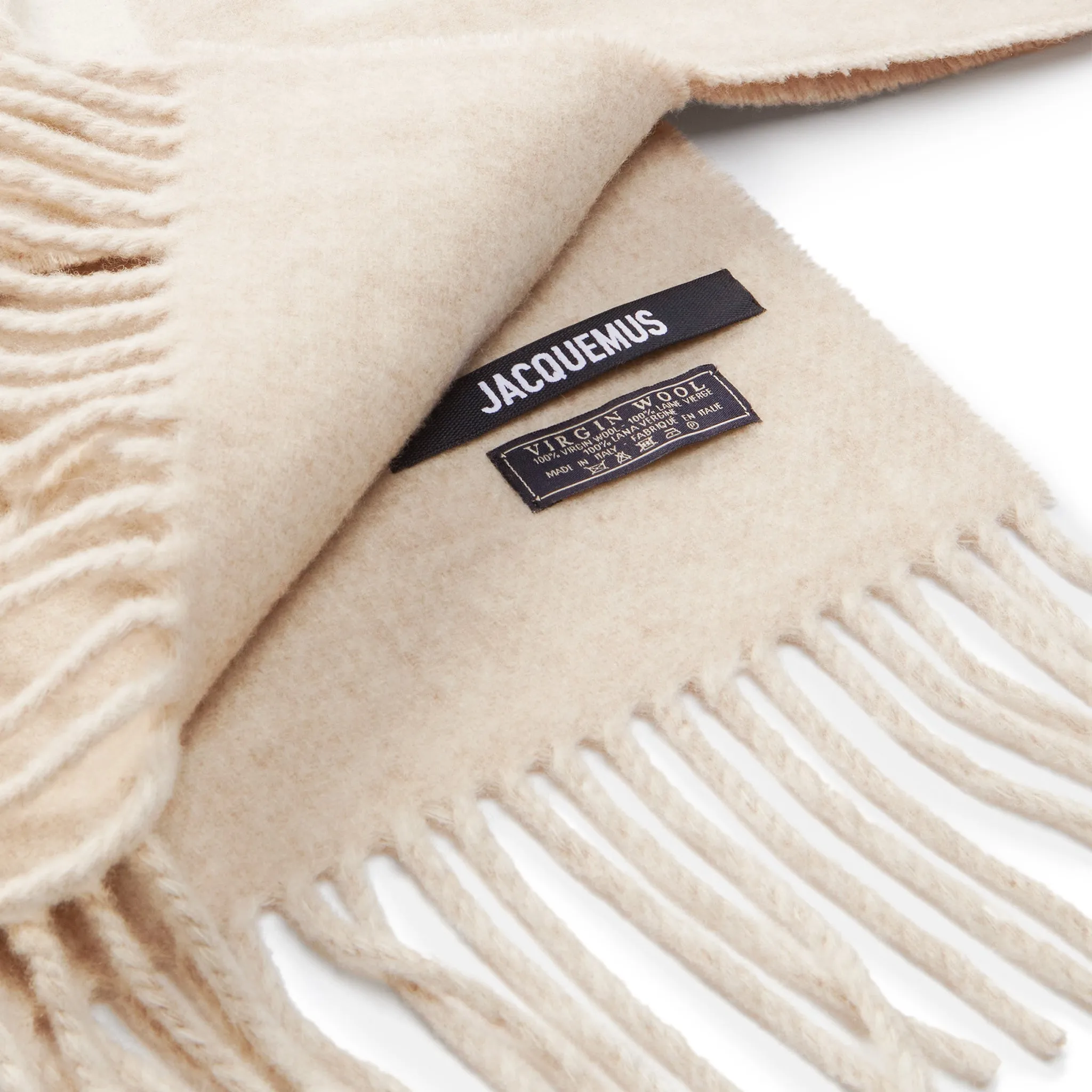 Jacquemus L'echarpe Fringe Logo Multi-Beige Scarf