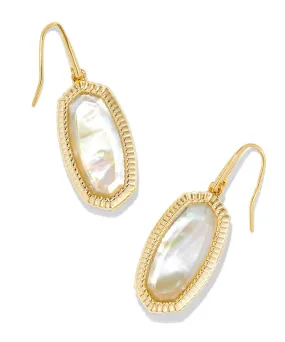 Kendra Scott Dani Ridge Frame Drop Earrings - Silver/Ivory MOP, Gold/Indigo Watercolor, Gold/Azalea Illusion OR Gold/Golden Abalone