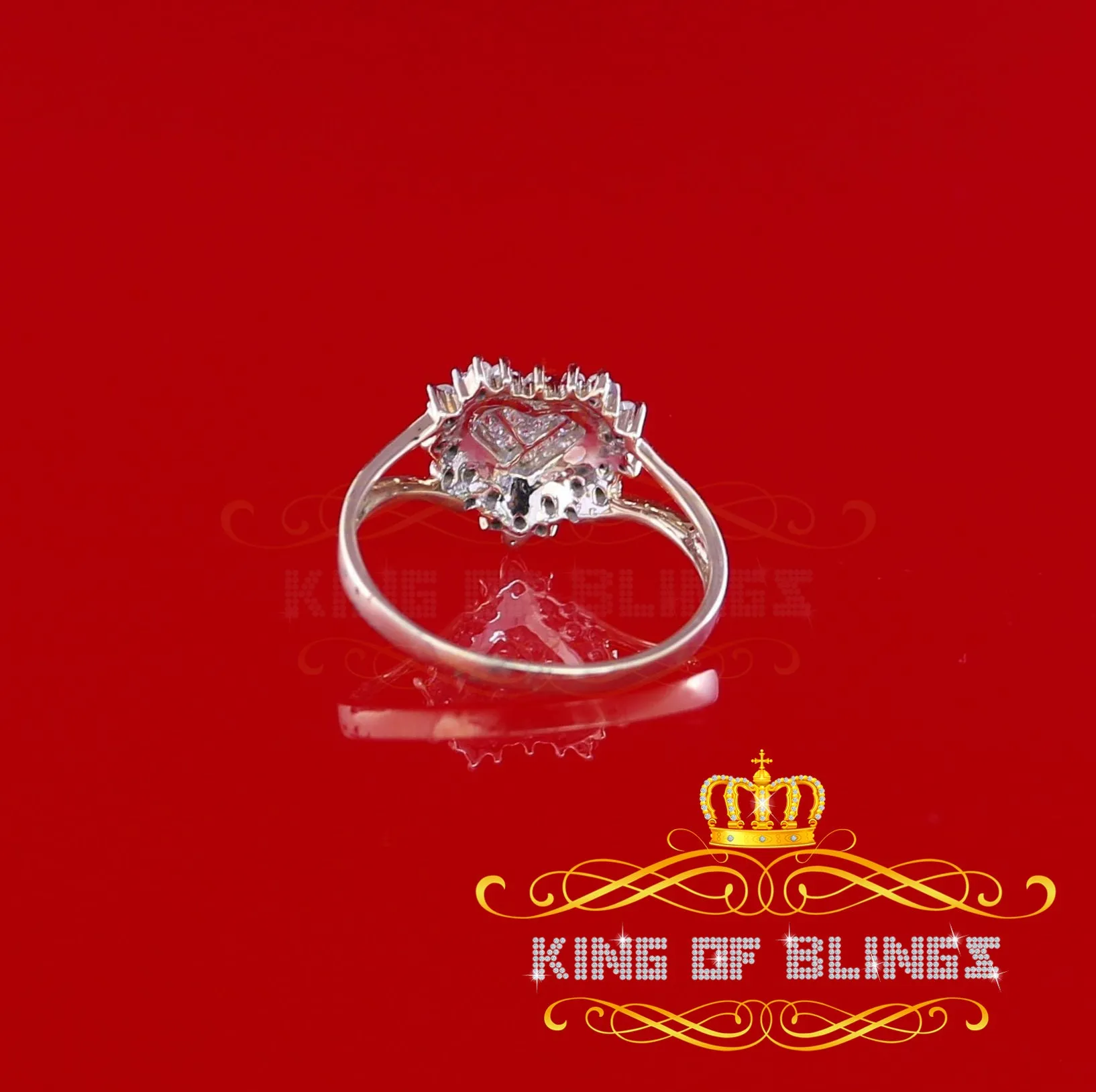 King of Bling's  Real 10 kt Yellow Gold with 0.33CT Genuine Diamond HEART Womens Ring Size 6.5