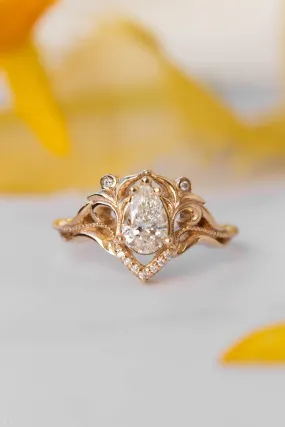 Lab grown diamond engagement ring, vintage inspired engagement ring / Lida small