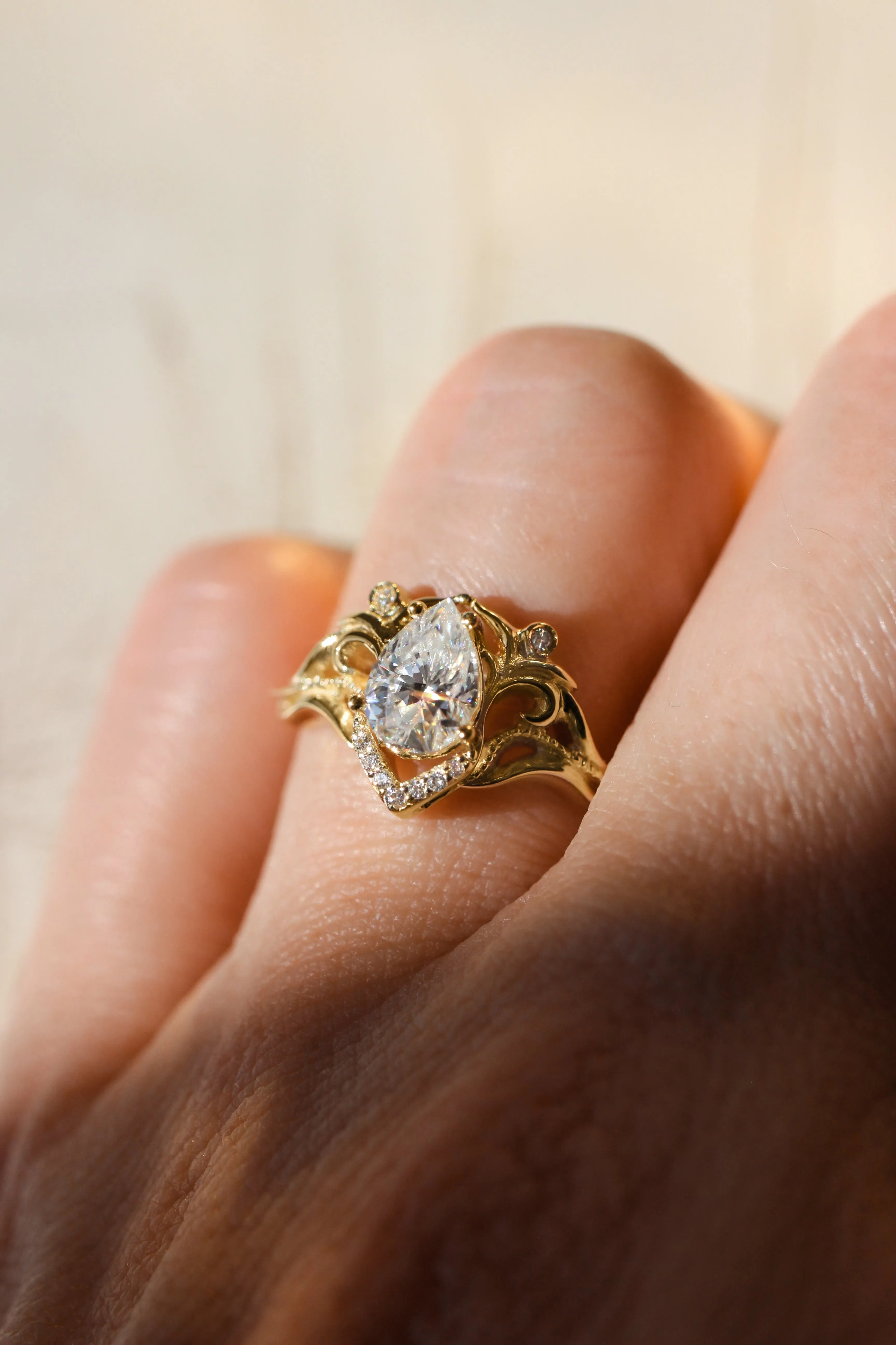 Lab grown diamond engagement ring, vintage inspired engagement ring / Lida small