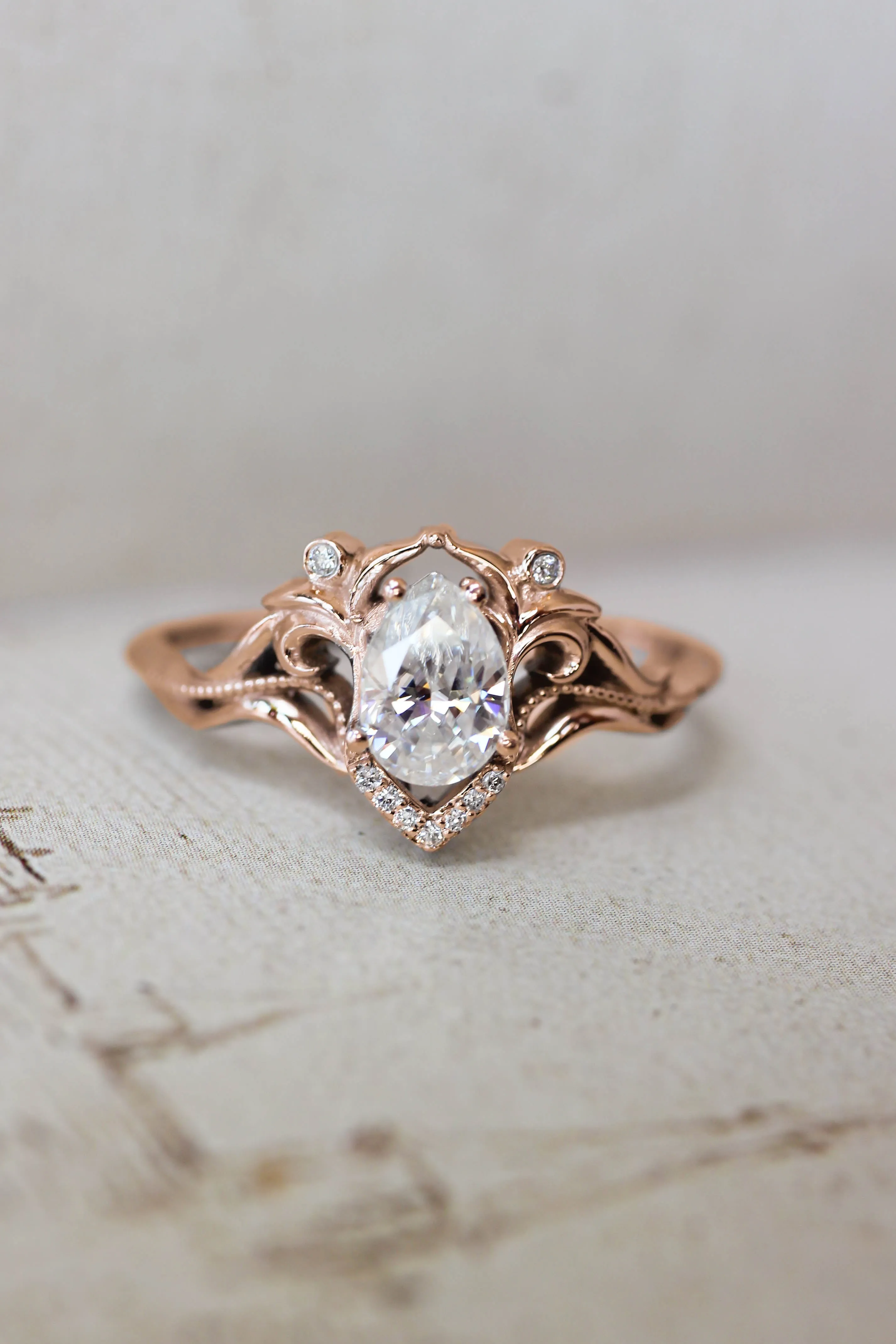 Lab grown diamond engagement ring, vintage inspired engagement ring / Lida small