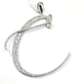 Letter C Diamond Pendant 14K White Gold