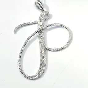 Letter P Diamond Pendant 14K White Gold