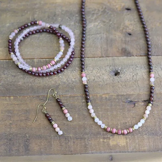 Love and Self Love - Red Garnet and Rose Quartz Wrist Energy Mala Bracelet