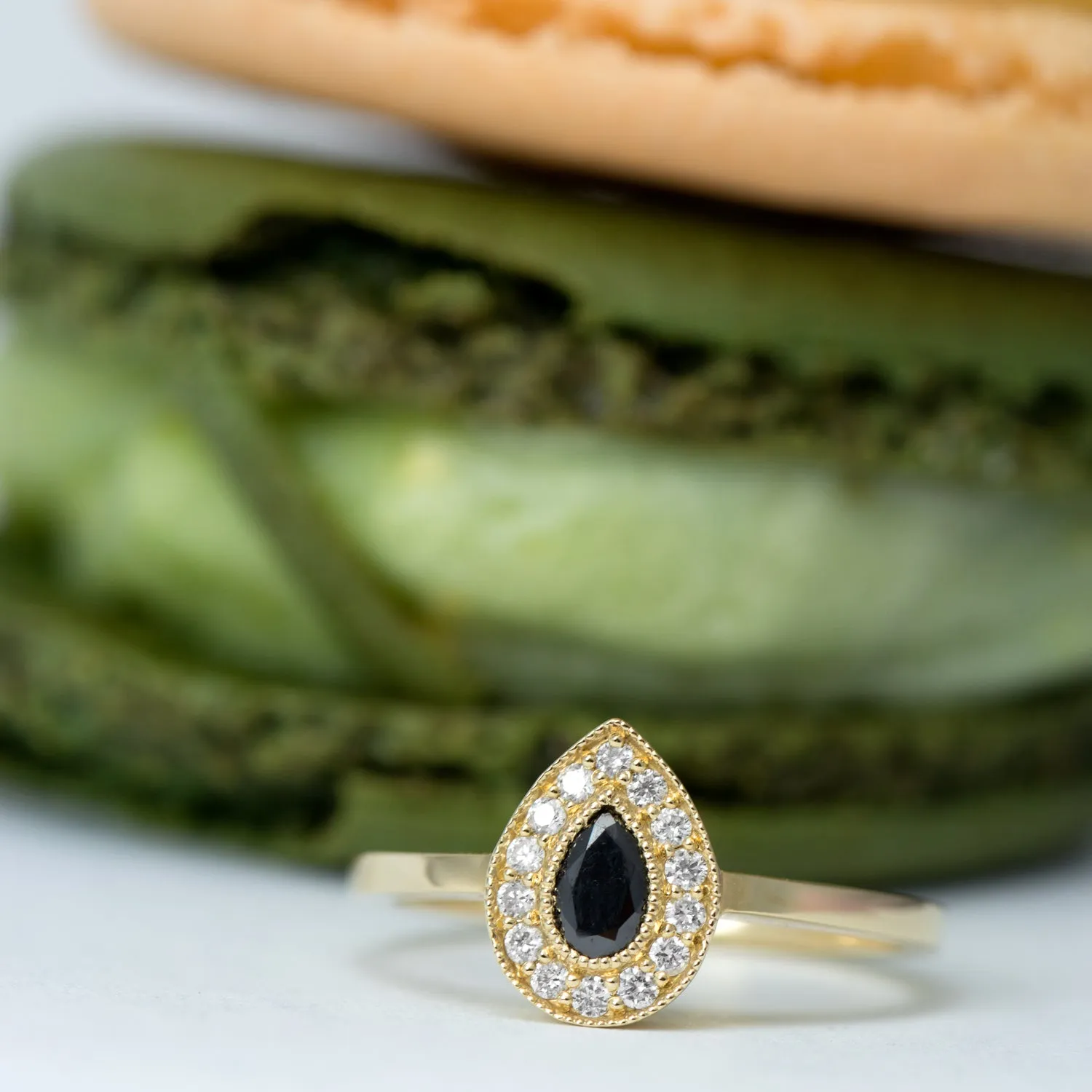 Luna Gold Ring Black Diamond