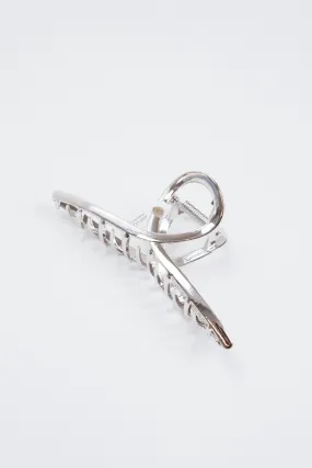 Maleah Metal Claw Clip, Shiny Silver