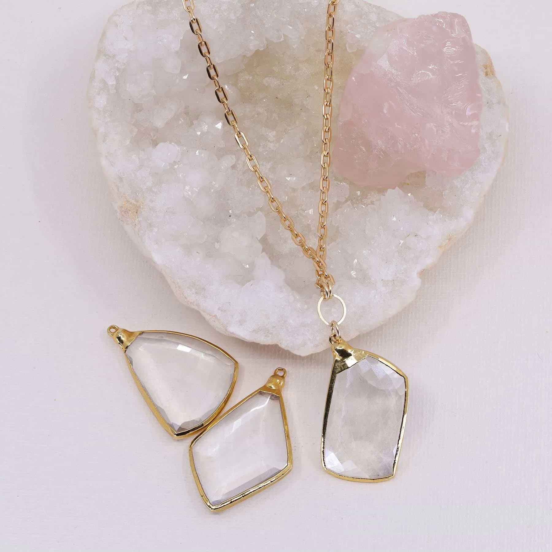 Manifestation - Quartz Crystal Gold Pendant Necklace