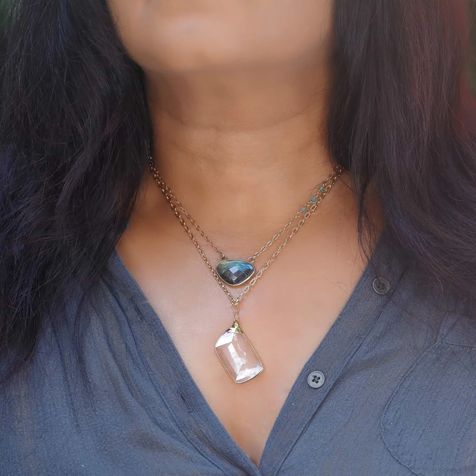 Manifestation - Quartz Crystal Gold Pendant Necklace