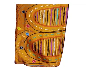 MARTE EGELE Hand-rolled Edges Orange Yellow Silk Twill Scarf