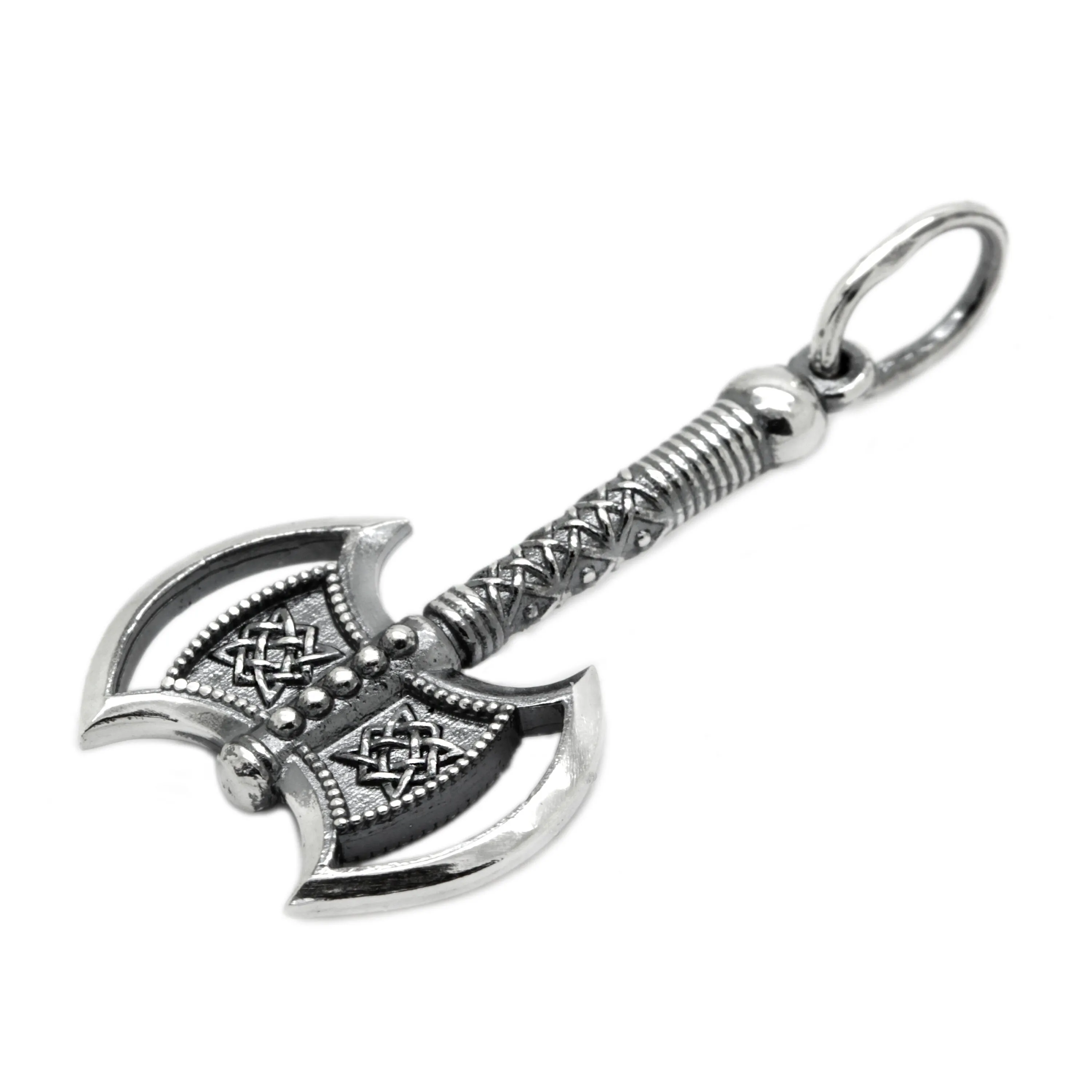 Mens Viking Axe Svarog Sign Pendant Silver 925