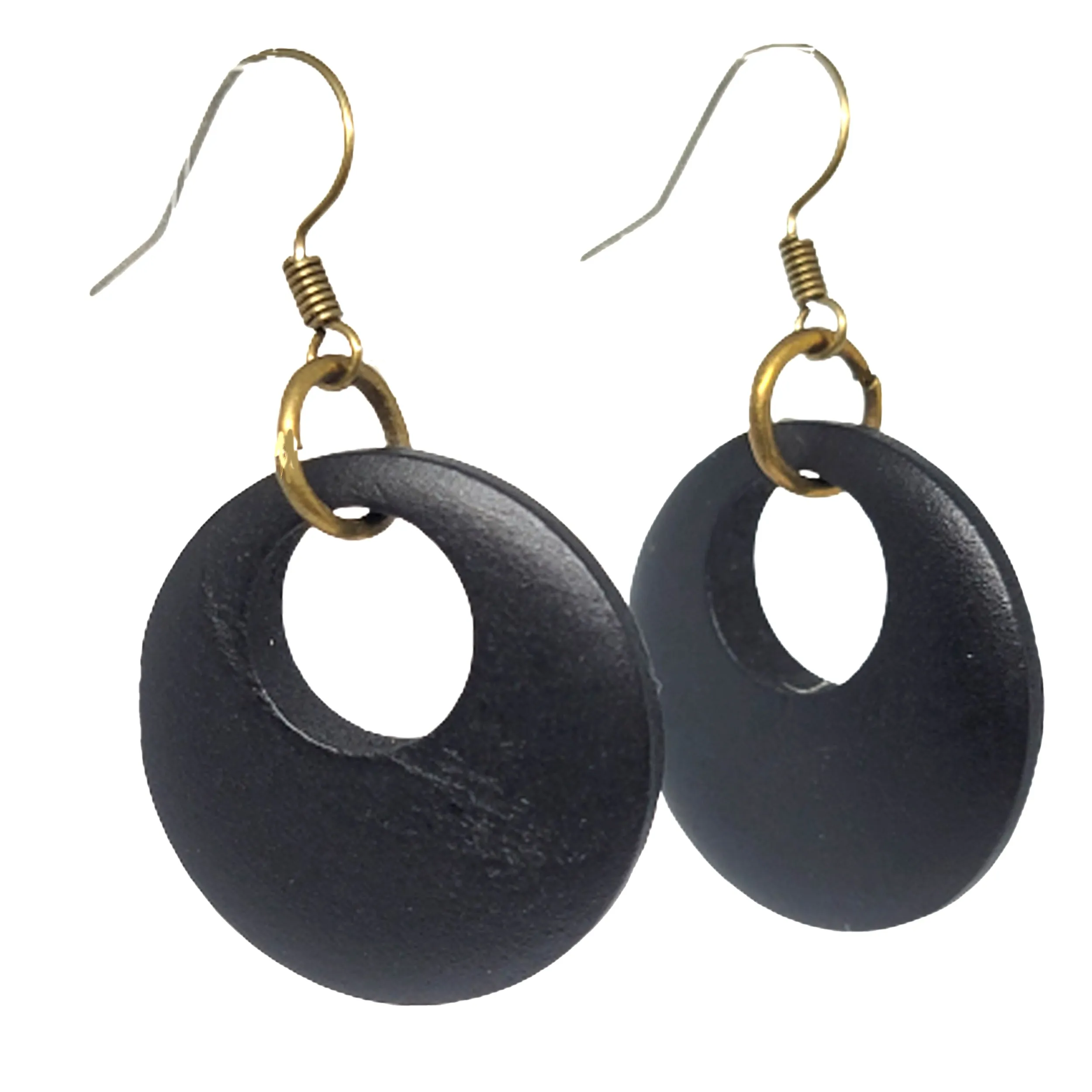 Modern Geometric Wooden Disc Earrings