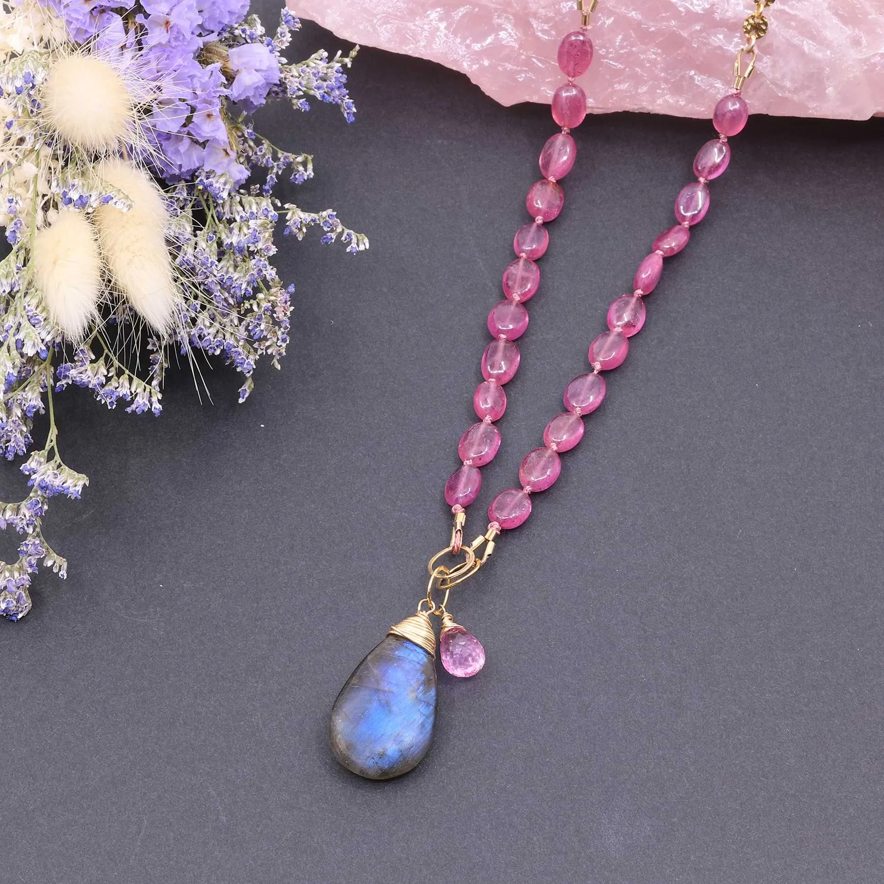 Modern Love - Pink Sapphire Gold Necklace