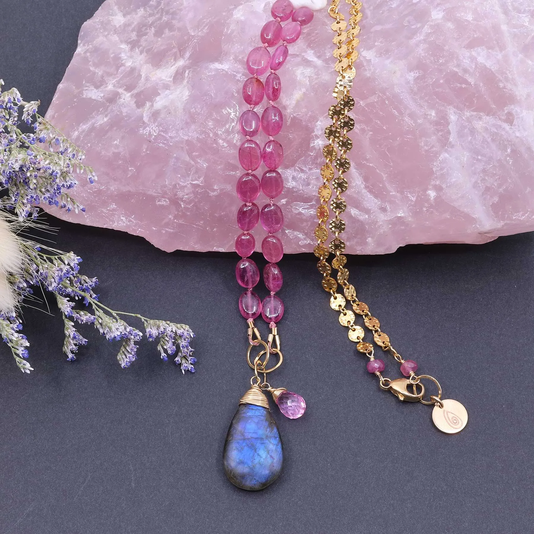 Modern Love - Pink Sapphire Gold Necklace