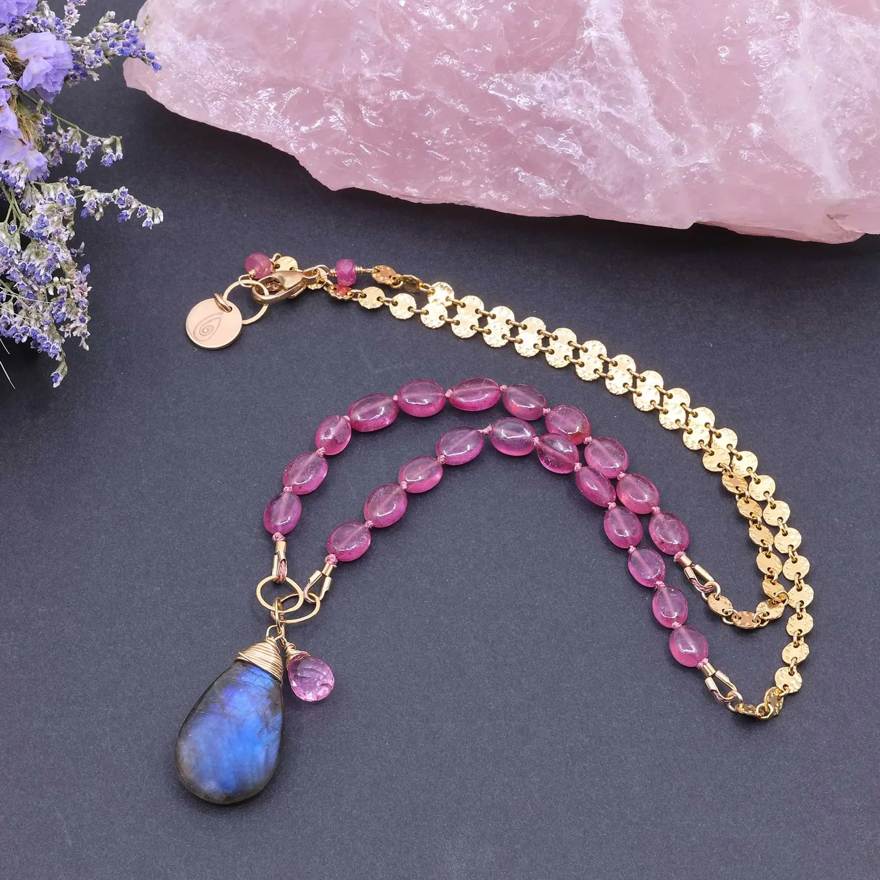 Modern Love - Pink Sapphire Gold Necklace