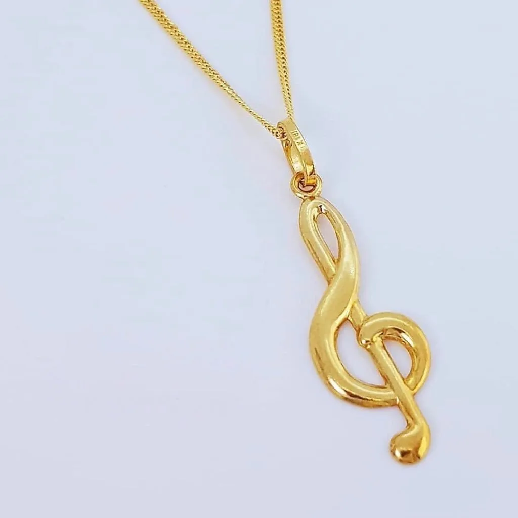 Music Note Women's Necklace 18K Gold