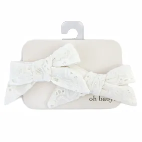 oh baby! Hair Bow Clip - Eyelet - Cream